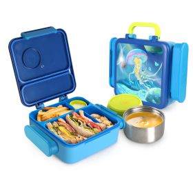 1Pc Kids Lunch Box Thermal Lunch Container With Insulated Storage Bag 2 Compartments Spoon Fork Case Food Safe Spill Resistant