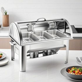 SOGA 3L Triple Tray Stainless Steel Roll-Top Chafing Dishes