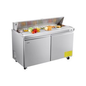 Commercial Sandwich Prep Table Refrigerator Double Door Stainless Steel
