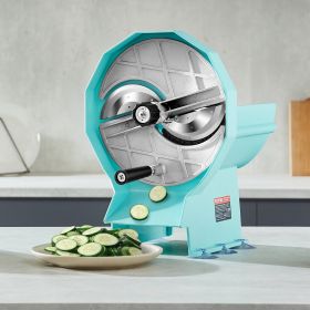 Manual Vegetable Fruit Slicer, 0-0.5'/0-12mm Thickness Adjustable Commercial Slicer Machine, Double Feed Ports, Stainless Steel Blade Food Cutter (Option: green)