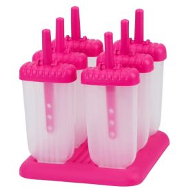 6Pcs Popsicle Molds Reusable Ice Cream DIY Ice Pop Maker Ice Bar Maker Plastic Popsicle Mold For Homemade Iced Snacks (Option: IceMoldMaker HotPink)