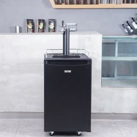 Beer Kegerator, Single Tap Draft Beer Dispenser, Full Size Keg Refrigerator With Shelves, CO2 Cylinder, Drip Tray & Rail, 32°F- 50°F Temperature (Option: Black)