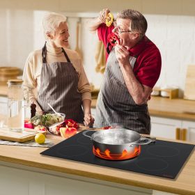 9200W 5 Burner Induction Cooktop Electric Countertop Burner Knob Control (Option: Black)