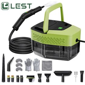 LEST Handheld Steam Cleaner 1500W With 1.8L Oversized Tank & 21-Piece Accessory Kit, Upgraded Handle Real-Time Temperature Display, 15-Second Fas (Option: green)
