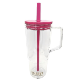 Made Of BPA-free, Double-walled, Leak-proof, Portable Cup Holder With Straw Handle, Suitable For Both Hot And Cold Drinks, Car Cup Holder, Office (Option: Red)