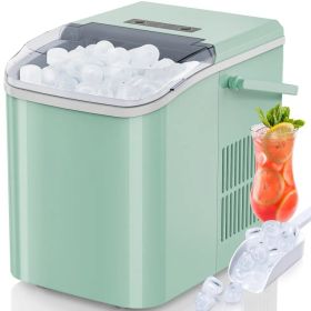 Countertop Ice Maker With Handle, 26lbs&24H Portable Ice Machine, 9 Bullet Ice Cubes Ready In 6 Mins, Self-Cleaning, Quiet Compact Ice Maker For (Option: green)