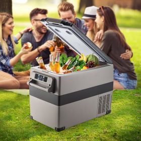 12 Volt Refrigerator 45L(48qt) Fast Cooling Portable Freezer With App Control(-4℉~68℉) Car Fridge With 12/24v DC & 110-240v AC For Travel, Campin (Option: Grey)