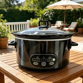 6/8 Quart Slow Cooker with 3 Cooking Settings, Non-Stick Ceramic Inner Pot, Dishwasher-Safe Lid, Multi-Functional Slow Cooker for Soups, Stews, R (Option: black-8L)