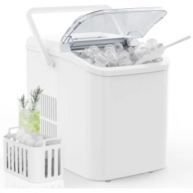 Countertop Ice Maker With Handle, 26lbs&24H Portable Ice Machine, 9 Bullet Ice Cubes Ready In 6 Mins, Self-Cleaning, Quiet Compact Ice Maker For (Option: White)