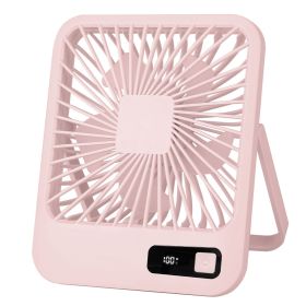 Mini Desktop Cooling Fan Rechargeable Battery Powered Personal Fan Speed Adjustment Strong Airflow Quiet Travel Fan with LCD Display for Home Off (Color: Pink)