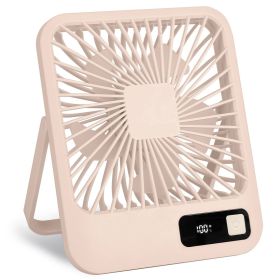 Mini Desktop Cooling Fan Rechargeable Battery Powered Personal Fan Speed Adjustment Strong Airflow Quiet Travel Fan with LCD Display for Home Off (Color: Beige)