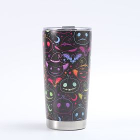 Customized Creative 304 Stainless Steel Insulated Mug, 3D-Printed Beer Cup, Halloween Large-Capacity 20oz Car Tumbler (Option: Black)