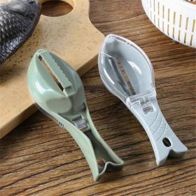 2Pcs Fish Scale Scraper With Cover, Fish Shaped Fish Skin Brush, Fast Remove Fish Scales, NonSplash Fish Peeler For Home Kitchen   Randomly Selec (Option: 2PCS)