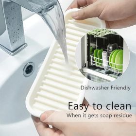 2 Pack White Silicone Sponge Holder Tray For Kitchen Sink, Soap And Cleaning Accessories Organizer (Option: White)